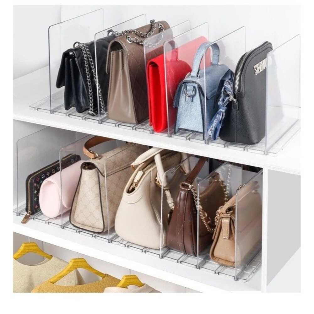 Plastic Purse Organizer Closet - Pack of 2 Handbag Organizer with Adjustable ...